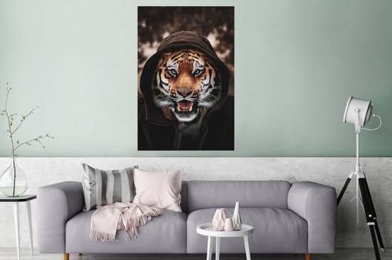 Tigre avec une capuche de 120x180 cm XXL / Groot format!