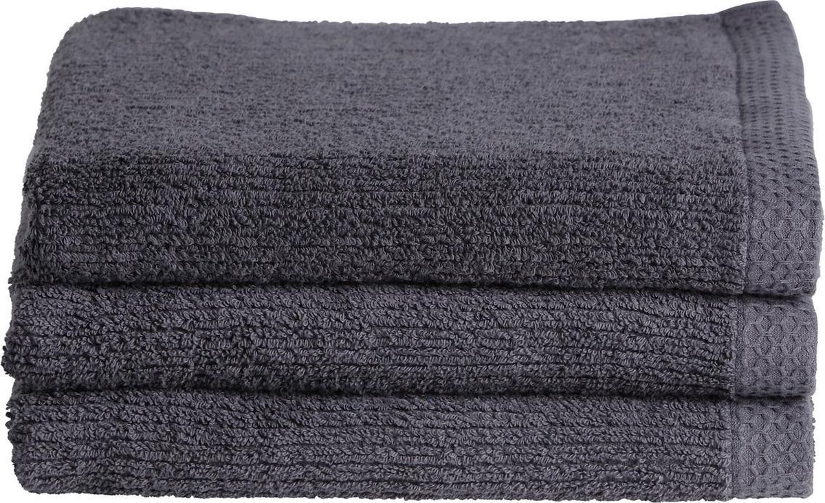 Seahorse Ridge handdoeken 60x110 cm - Set van 5 - Donker grijs