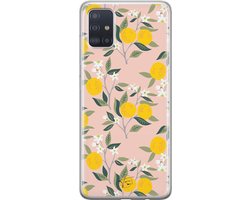 Hoesje geschikt voor Samsung Galaxy A51 - Citroenen - Soft Case - TPU - Natuur - Geel - Mooie Telefoonhoesjes