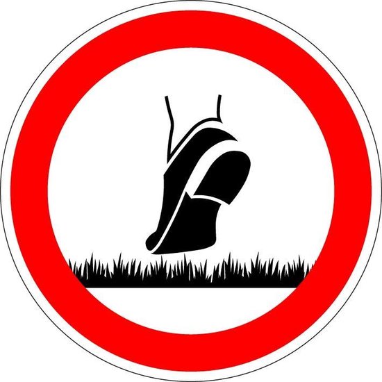 Interdit de marcher sur l'herbe panneau - plastique 100 mm