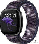 Nylon Smartwatch bandje - Geschikt voor  Fitbit Versa 3 nylon bandje - indigo blauw - Strap-it Horlogeband / Polsband / Armband