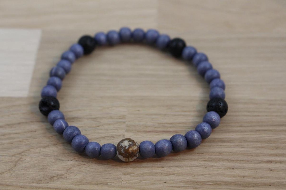 Wellness-House | Ademkransje Blueberry Jasper | Ademhalings Oefening | Meditatie Armband | Yoga | Zen | Unisex | Uniek | Handgemaakt |