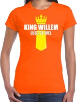 Koningsdag t-shirt King Willem lust ze wel met kroontje oranje - dames - Kingsday outfit / kleding / shirt M