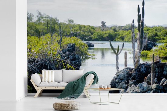 Fotobehang vinyl - Water met rotsen en cactussen Galapagoseilanden breedte 450 cm x hoogte 300 cm - Foto print op behang (in 7 formaten beschikbaar) / Zee en Strand Fotobehang vinyl - Water met rotsen en cactussen Galapagoseilanden breedte 450 cm x hoogte 300 cm - Foto print op behang (in 7 formaten beschikbaar) / Zee en Strand