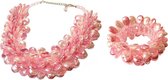 Statement Ketting en Armband Multiparel Druppel Roze Set