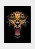 Poster Leopard Roar ² - Dibond - Meerdere Afmetingen & Prijzen | Wanddecoratie - Interieur - Art - Wonen - Schilderij - Kunst