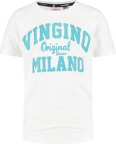 Vingino T-shirt Milano Jongens Katoen Wit/blauw Maat 116