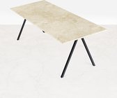 Marmeren Eettafel - Crema Marfil Beige (V-poot) - 140 x 90 cm  - Gepolijst