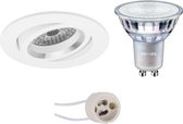 PHILIPS - LED Spot Set - MASTER 927 36D VLE - Primux Aerony Pro - GU10 Fitting - DimTone Dimbaar - Inbouw Rond - Mat Wit - 4.9W - Warm Wit 2200K-2700K - Kantelbaar - Ø82mm