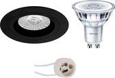 PHILIPS - LED Spot Set - CorePro 830 36D - Primux Rodos Pro - GU10 Fitting - Inbouw Rond - Mat Zwart - 3.5W - Warm Wit 3000K - Ø93mm