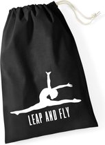 Sparkle&Dream Leertjes/Lusjes Tasje 'Leap and Fly’ Zwart, voor turnen en gymnastiek