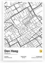 Walljar - Stadskaart Den Haag Centrum II - Muurdecoratie - Poster met lijst