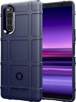 Mobigear Hoesje geschikt voor Sony Xperia 5 II Telefoonhoesje Flexibel TPU | Mobigear Rugged Shield Backcover Shockproof | Schokbestendig Xperia 5 II Telefoonhoesje | Anti Shock Proof - Blauw