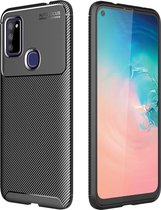 Mobigear Hoesje geschikt voor Samsung Galaxy M51 Telefoonhoesje Flexibel TPU | Mobigear Racing Backcover | Galaxy M51 Case | Back Cover - Zwart