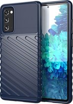 Mobigear Hoesje geschikt voor Samsung Galaxy S20 FE Telefoonhoesje Flexibel TPU | Mobigear Groove Backcover | Galaxy S20 FE Case | Back Cover - Blauw