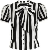 Collectif Erika Beetle Stripe 40's Blouse Wit Zwart