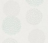 Bloemen behang Profhome 372641-GU vliesbehang licht gestructureerd met bloemen patroon mat grijs groen wit 5,33 m2