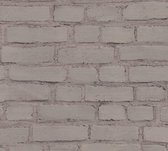Steen tegel behang Profhome 374143-GU vliesbehang glad met natuur patroon mat grijs zwart 5,33 m2