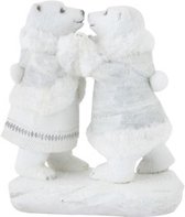 Ijsbeer couple kissing lichtgrijs 18.8x10.8xH20.8 cm Resin