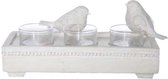 Theelichthouder Vogel 3-delig Greigeresine 23x10,5xh9,5cm