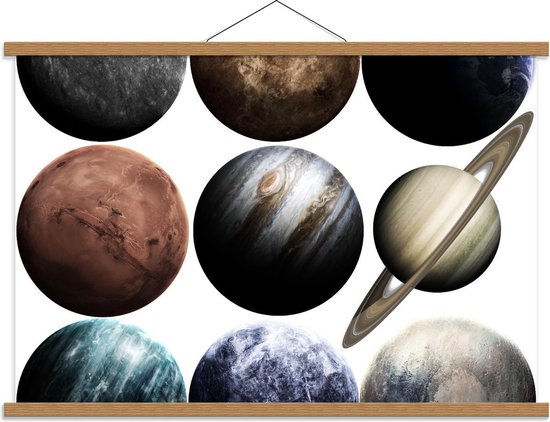 Schoolplaat – Verschillende Planeten - 90x60cm Foto op Textielposter (Wanddecoratie op Schoolplaat)