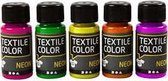 Textile Color, couleurs assorties, Néon, 5x50ml