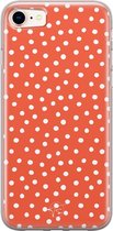 iPhone 8/7 hoesje - Oranje stippen - Soft Case Telefoonhoesje - Gestipt - Oranje