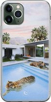 iPhone 11 Pro hoesje - Tijger zwembad - Soft Case Telefoonhoesje - Print - Multi