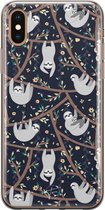 iPhone XS Max hoesje - Luiaard - Soft Case Telefoonhoesje - Print - Zwart