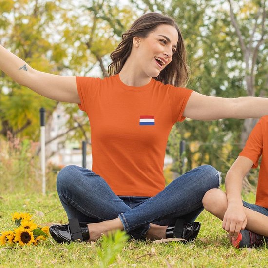 Coupe du monde des championnats d'Europe et t-shirt de la fête du roi drapeau néerlandais (FEMMES - TAILLE XS) | Vêtements Oranje | Vêtements de fête