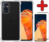 OnePlus 9 Pro Hoesje Transparant Siliconen Shockproof Case Met Screenprotector - OnePlus 9 Pro Hoes Silicone Shock Proof Cover Met Screenprotector