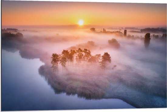 Dibond - Zonnig Uitzicht - 90x60cm Foto op Aluminium (Wanddecoratie van metaal)