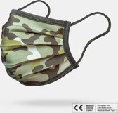 Premium Mondkapje Camo (met EN 14683 print) | Mondmasker | Biologisch Katoen | Tot 15 keer Wasbaar Mondkapje |Volwassenen |L