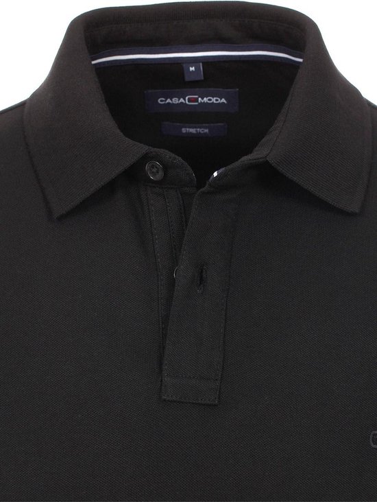 Casa Moda Polo Shirt Comfort Fit Effen Stretch Zwart - XXL