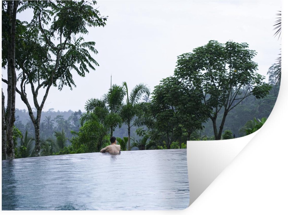 Muurstickers - Een oneindig zwembad in Ubud, Indonesië - 160x120 cm - Plakfolie XXL - StickerSnake