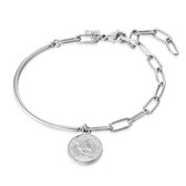 Twice As Nice Armband in edelstaal, munt, ovale schakels  15 cm+3 cm