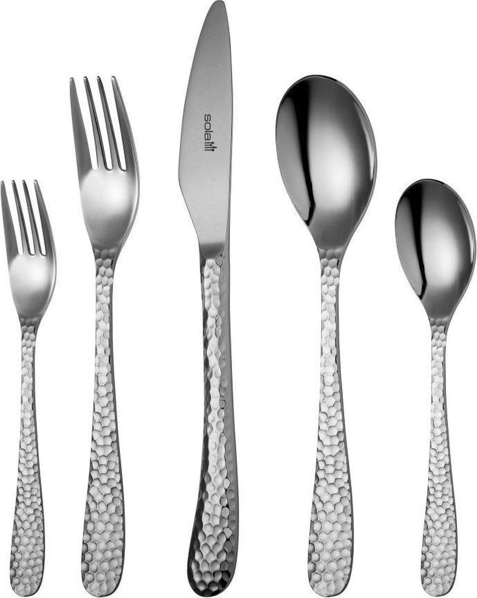 Sola Bestekset Lima - Modern - 12 persoons - 100 delig - Zilverwit Edelstaal 18/10 - RVS - Zilver