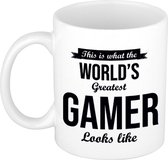 This is what the worlds greatest gamer looks like cadeau koffiemok / theebeker 300 ml - gamer cadeau - tekst mokken