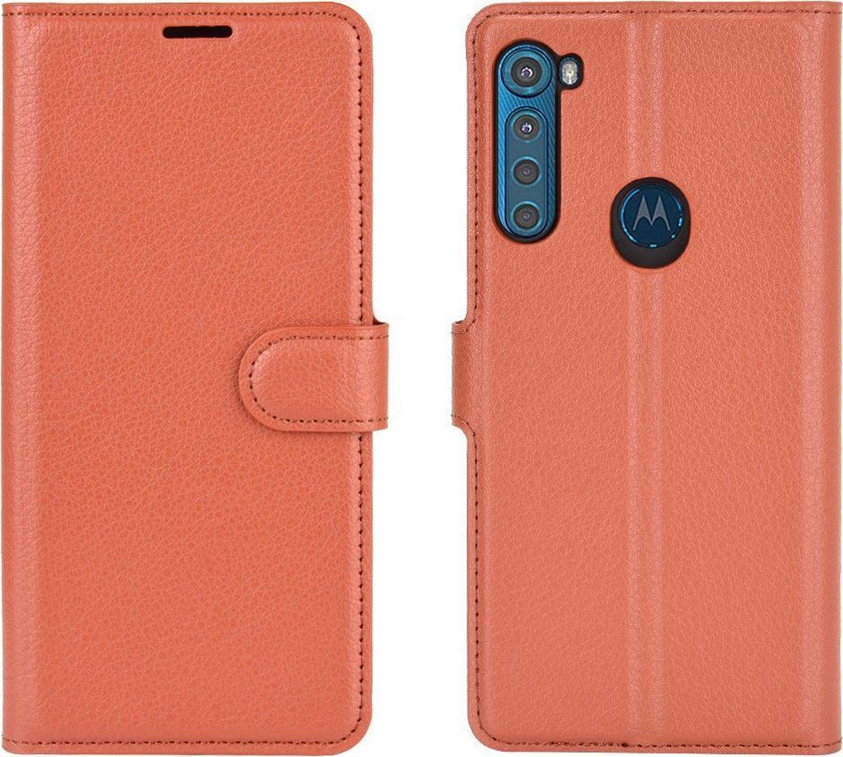 Mobigear Telefoonhoesje geschikt voor Motorola One Fusion Plus Hoesje | Mobigear Classic Bookcase Portemonnee | Pasjeshouder voor 3 Pasjes | Telefoonhoesje voor Pinpas / OV Kaart / Rijbewijs - Cognac