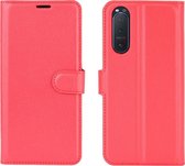 Sony Xperia 5 II Hoesje - Mobigear - Classic Serie - Kunstlederen Bookcase - Rood - Hoesje Geschikt Voor Sony Xperia 5 II