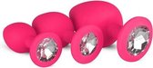 Siliconen Buttplug Met Diamant - Roze - Dildo - Buttpluggen - Roze - Discreet verpakt en bezorgd