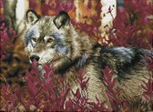 DQ12.001 Diamond Dotz® - Hobby Pakket - Diamond painting volwassenen - Wolf in een herst bos 42 x 57cm - Vierkante steentjes - Diamond painting pakket volledig