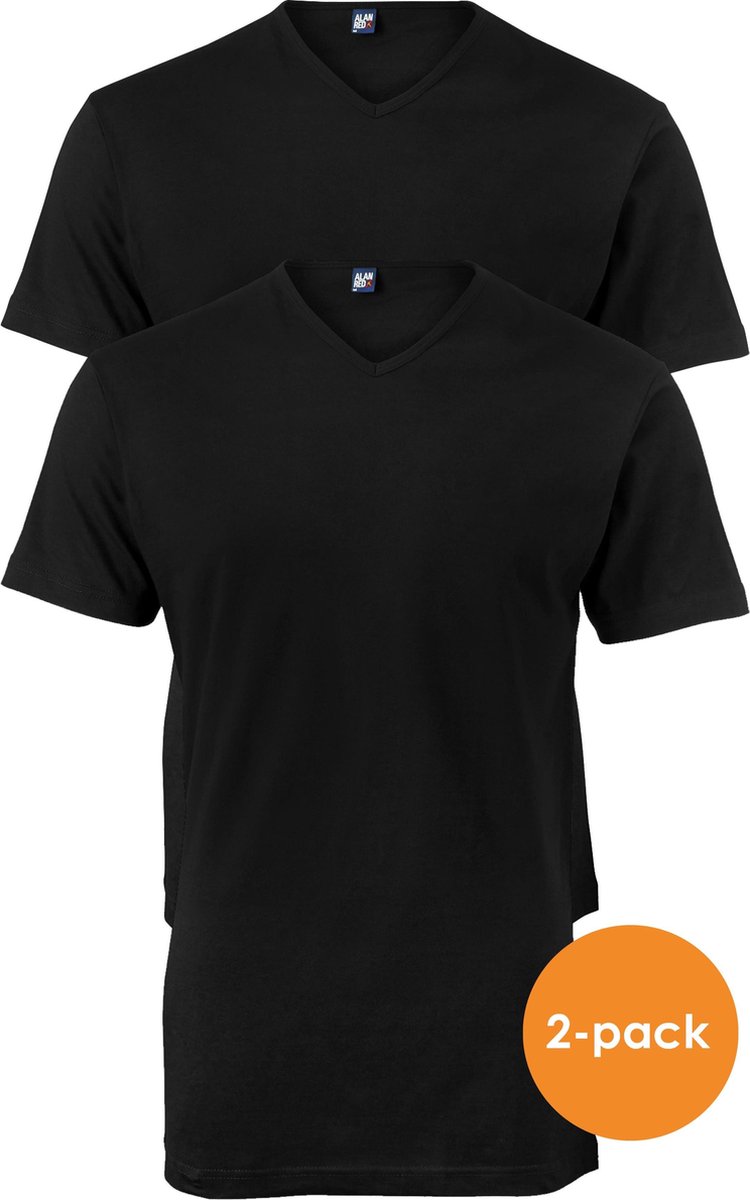 Alan Red T-shirts Vermont (2-pack) - V-hals - zwart - Maat XXXL