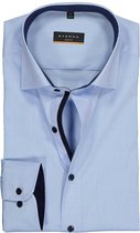 ETERNA slim fit stretch overhemd - chambray stretch heren overhemd - lichtblauw (donkerblauw contrast) - Strijkvrij - Boordmaat: 38