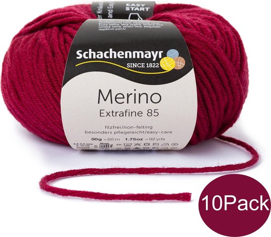 Schachenmayr Breiwol Merino 85 10-Pack - 100% Scheerwol - Bordeaux | bol.com
