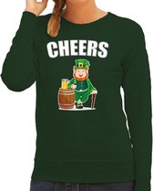 St. Patricks day sweater groen voor dames - Cheers - Ierse feest kleding / trui/ outfit/ kostuum S