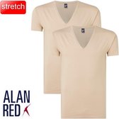 Alan Red -  T-Shirt - Extra Diepe V-Hals - 2 Pack - Nov - Beige