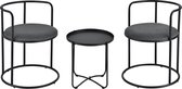Salontafel Alvkarleby met 2 stoelen 3-delig zwart