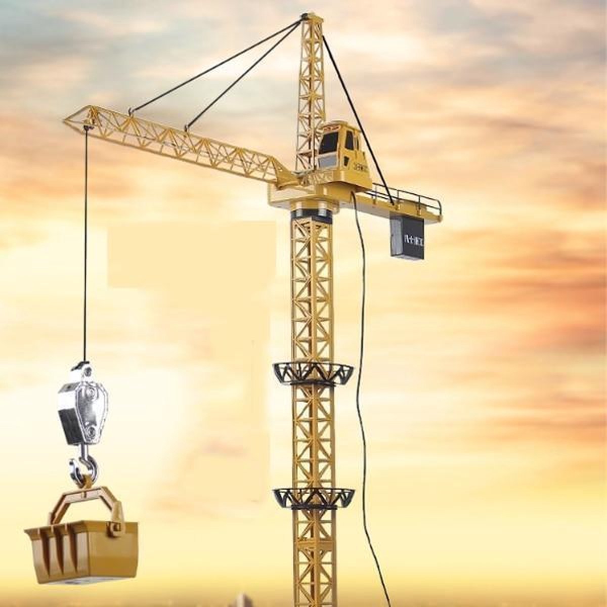 JONRRYIN Op afstand bestuurbare torenkraan 138 cm hoogte, 2,4 GHz, 6 kanalen, RC-kraan, 680 graden rotatie, op afstand bestuurde bouwkraan, torenkraan met verlichting, voor kinderen (Geel JONRRYIN Op afstand bestuurbare torenkraan 138 cm hoogte, 2,4 GHz, 6 kanalen, RC-kraan, 680 graden rotatie, op afstand bestuurde bouwkraan, torenkraan met verlichting, voor kinderen (Geel