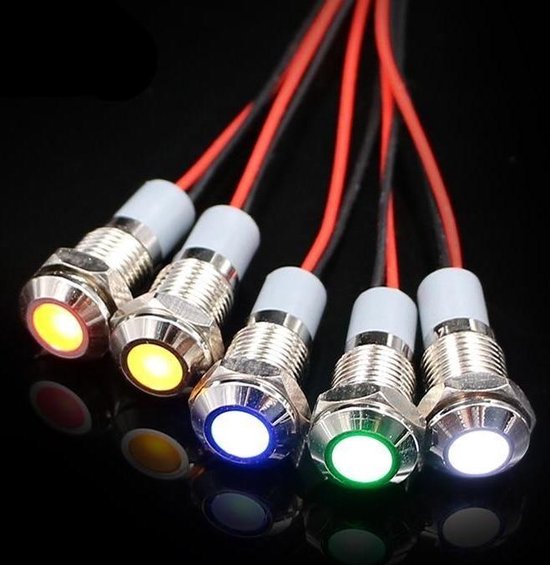Gebildet 5 stks 10mm 3V 4.5V 5V 6V 7.5V 9V LED Metalen Indicator Licht Waterdicht Signaal Lamp met Draad (Groen
